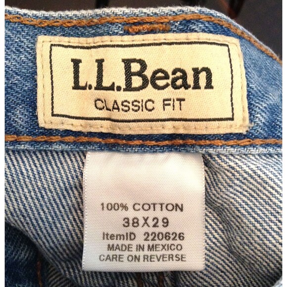 Vtg LL Bean Jeans Mens 38x29 Blue Denim Classic Fit Tapered Work Outdoor Western - Picture 8 of 9